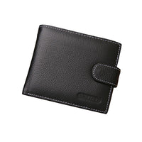 Mens Wallet Black Bi Fold with Top Layer Cowhide Leather Card Slots Coin Pocket