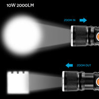 2PCS USB Rechargeable LED Flashlight Waterproof Torch Black