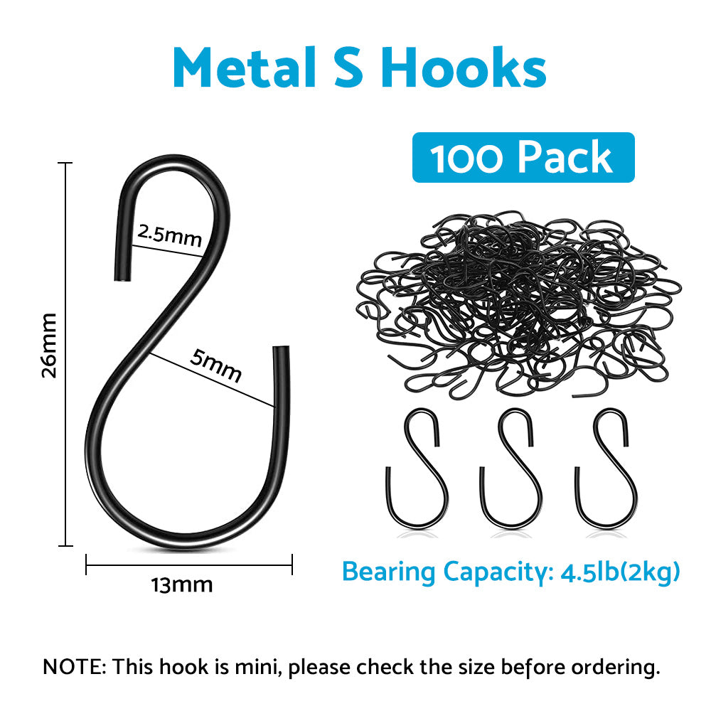 {{ S Shaped Hooks Small Metal for Hanging Plants Mini Ornament Hooks Black Hangers }} - Buy Car Parts Online at {{ Kaka Auto Parts }}.