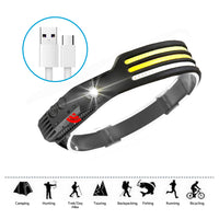 230 Angle LED Headlamp Rechargeable Super Bright Head Torch Headlight Suitable For Outdoor Use