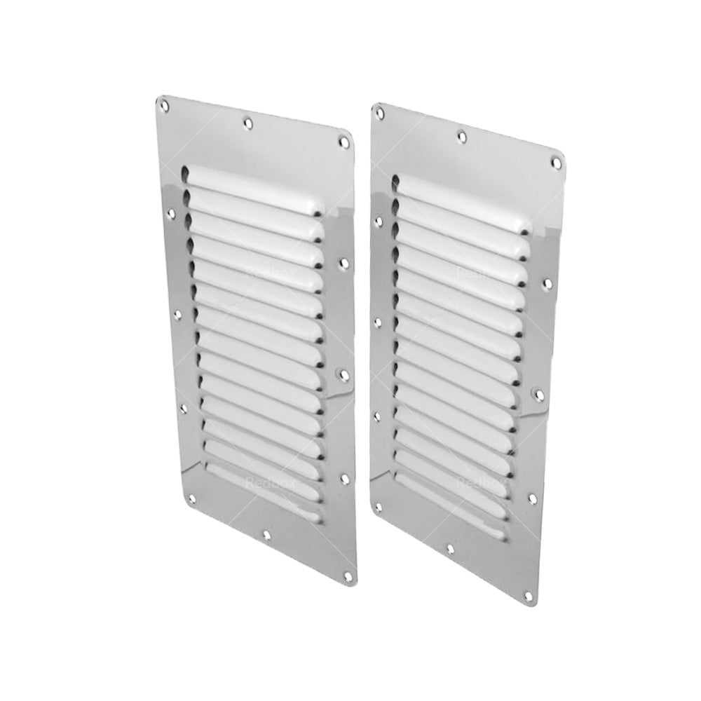 {{ 2 x Stainless Steel Rectangular 14 Louvre Air Vent, Caravan, Boat, Wall Eave }} - Buy Car Parts Online at {{ Kaka Auto Parts }}.