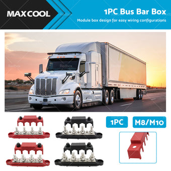 compare product 1x M8 or M10 DC 48V Studs Bus Bar Power Distribution Box Terminal Block Red or Black