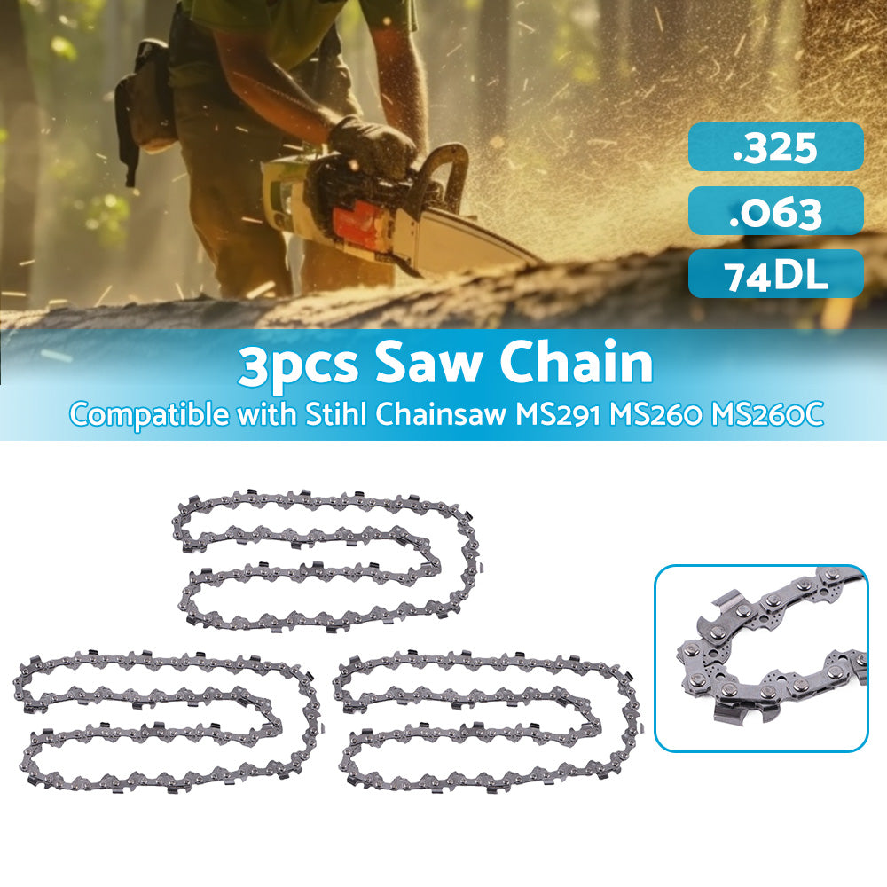 {{ 3PCS Chainsaw Chain 74DL 325. 063 Semi Chisel Suitable for 18 inch  Stihl MS291 MS260 }} - Buy Car Parts Online at {{ Kaka Auto Parts }}.