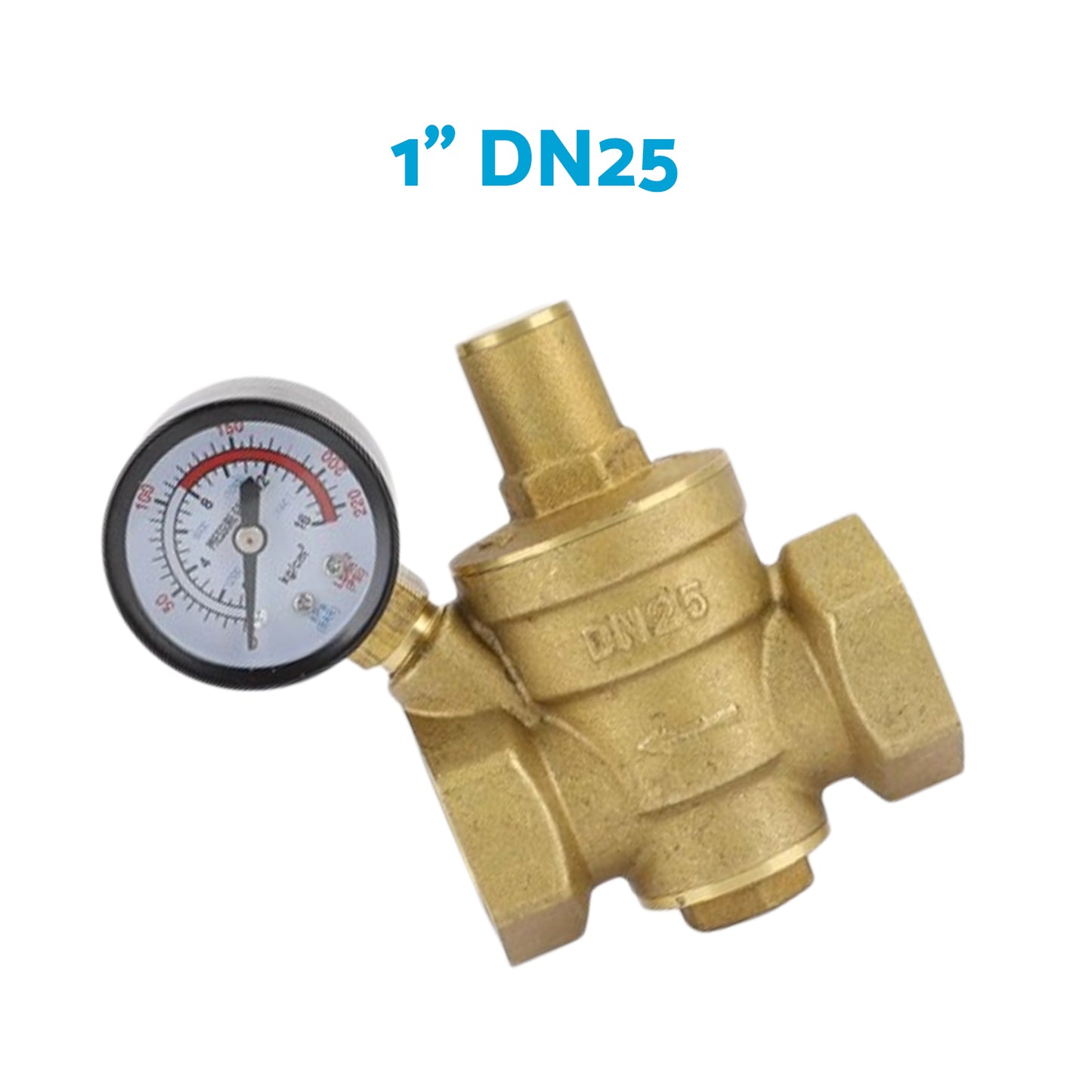 {{ DN15/20/25 Brass Adjustable Water Pressure Reducing Valve with Gauge }} - Buy Car Parts Online at {{ Kaka Auto Parts }}.