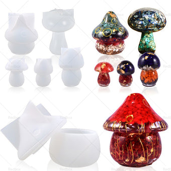 compare product 5-Style Mushroom Silicone Resin Casting Molds Suitable For DIY Epoxy Craft & Home Decor