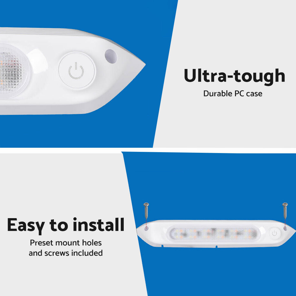 {{ 287MM DUAL LED BUG LIGHT 12/24V AWNING LIGHT AMBER/WHITE LIGHTS W/ SWITCH }} - Buy Car Parts Online at {{ Kaka Auto Parts }}.