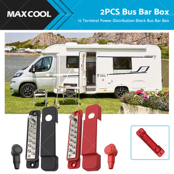 compare product 2x 12-Terminal Power Distribution Block Bus Bar Suitable For DC 48V 12P Wiring