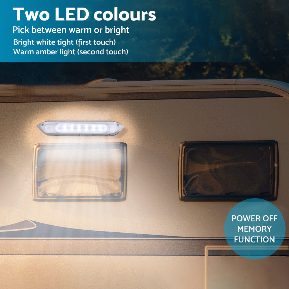 287mm Black Dual LED Bug Light 12V Awning Light with On/Off Switch Amber & White Lights