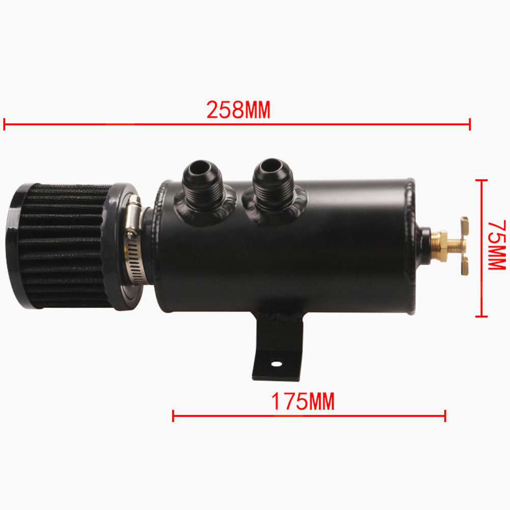 {{ Aluminium Baffled Engine Oil Catch Can 0. 75L 2 Port AN10  3M Hose Fitting Kit }} - Buy Car Parts Online at {{ Kaka Auto Parts }}.