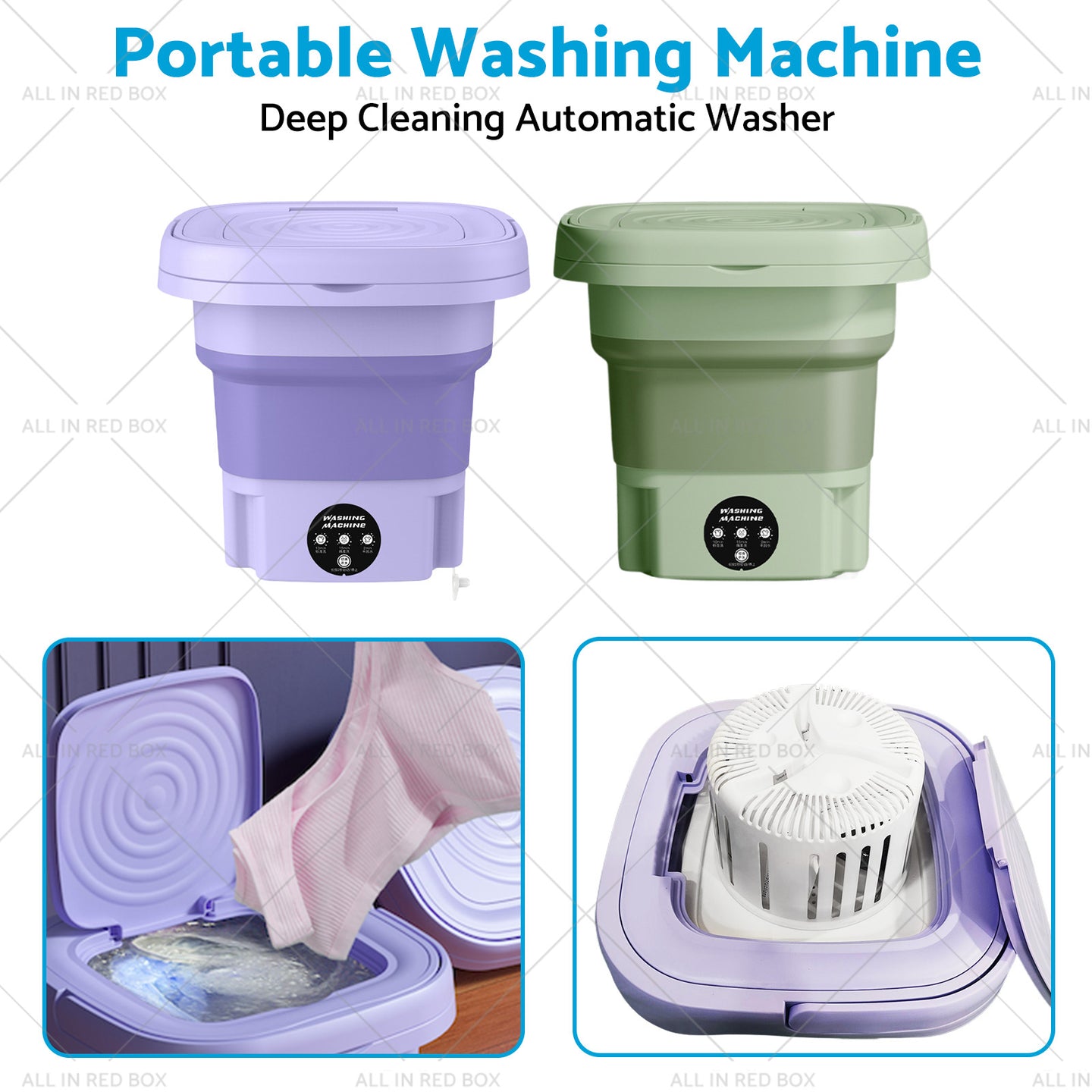 {{ 8L Foldable Washing Machine Portable 3 Modes Deep Cleaning Automatic Washer 240V }} - Buy Car Parts Online at {{ Kaka Auto Parts }}.