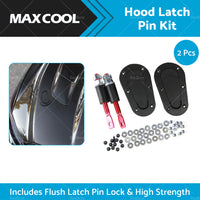 {{ 2Pcs Universal Racing Mount Bonnet Hood Plus Flush Latch Pin Locking Kit }} - Buy Car Parts Online at {{ Kaka Auto Parts }}.