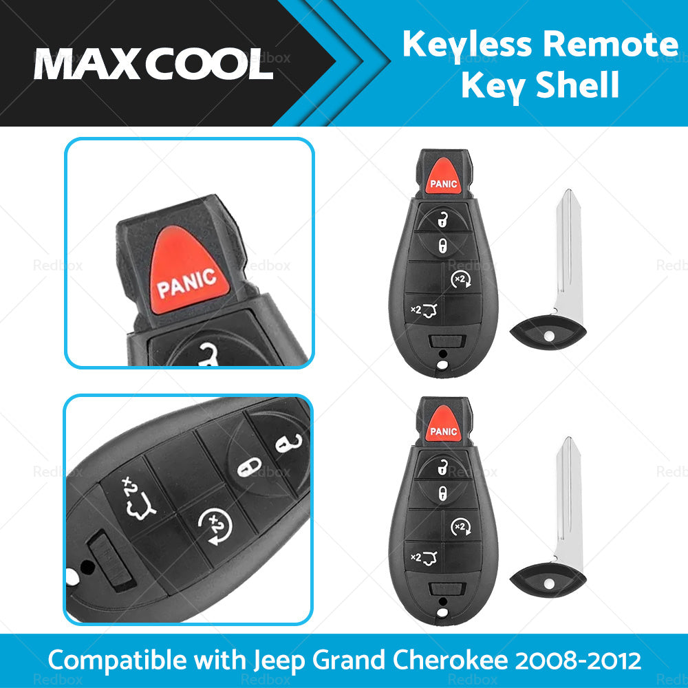 {{ 2x Keyless Remote Key Fob Shell Suitable For Jeep Grand Cherokee 2008-2012 }} - Buy Car Parts Online at {{ Kaka Auto Parts }}.