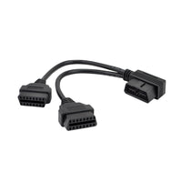 OBD2 16 Pin Splitter Extension Cable Male to Dual Female Y Lead 12 inch / 30 cm