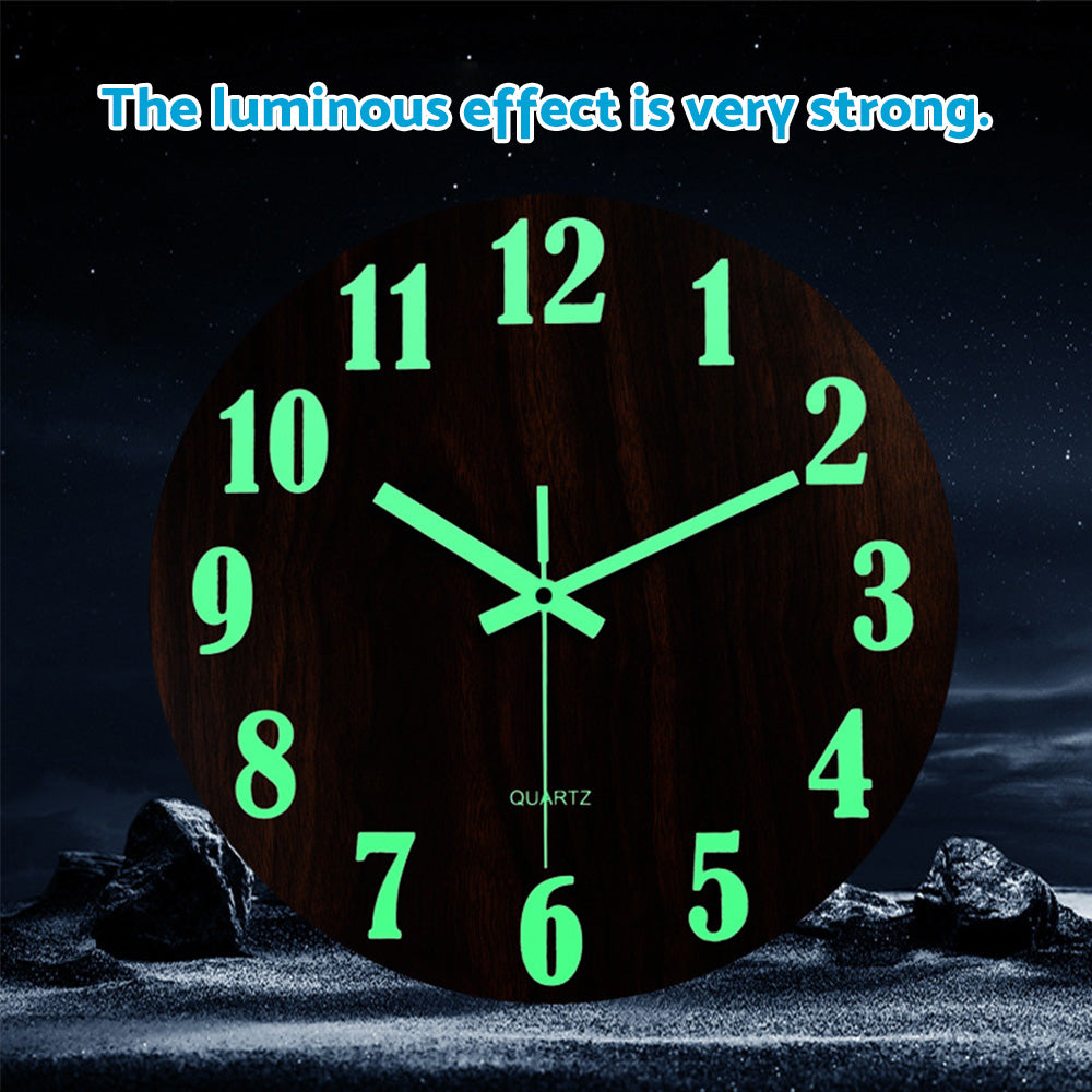 12'' Luminous Wall Clock Glow In The Dark Silent Quartz Indoor Home Modern Clock