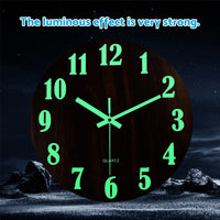 12'' Luminous Wall Clock Glow In The Dark Silent Quartz Indoor Home Modern Clock
