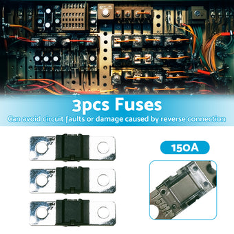 compare product 3PCS 150 AMP Mega Fuse Heavy Duty Dual Battery Mining System High Current 150A