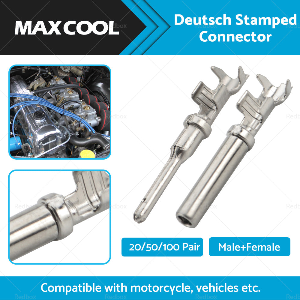 {{ 20 or 50 or 100 Pair Deutsch Solid Terminal No. 16 Stamped Contact Pins Male Female }} - Buy Car Parts Online at {{ Kaka Auto Parts }}.