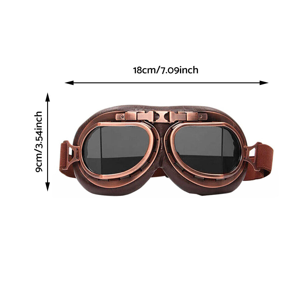 Vintage Pilot Motorcycle Racing Goggles Retro Aviator ATV UTV Dirt Bike Eyewear