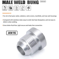 {{ AN16 Male Aluminium weld on JIC bung fitting -16AN JXSS032 AU }} - Buy Car Parts Online at {{ Kaka Auto Parts }}.