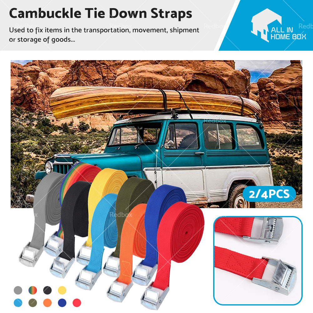 {{ 2/4pcs Metal Buckle Cam Tie Down Strap Heavy Lugga Cargo Ratchet Lashing Rope 2M }} - Buy Car Parts Online at {{ Kaka Auto Parts }}.