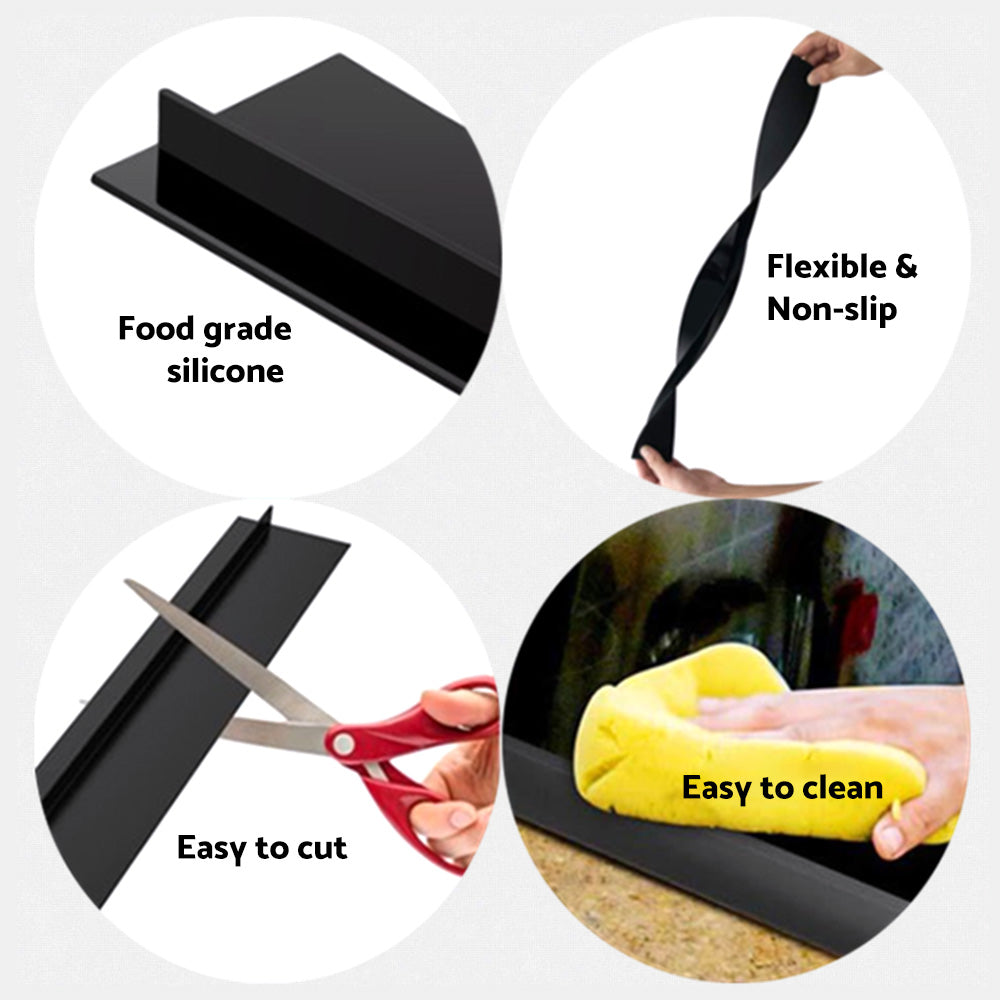 2x Kitchen Silicone Stove & Counter Gap Cover Oven Guard Spill Seal Slit Filler Suitable For Standard Counters