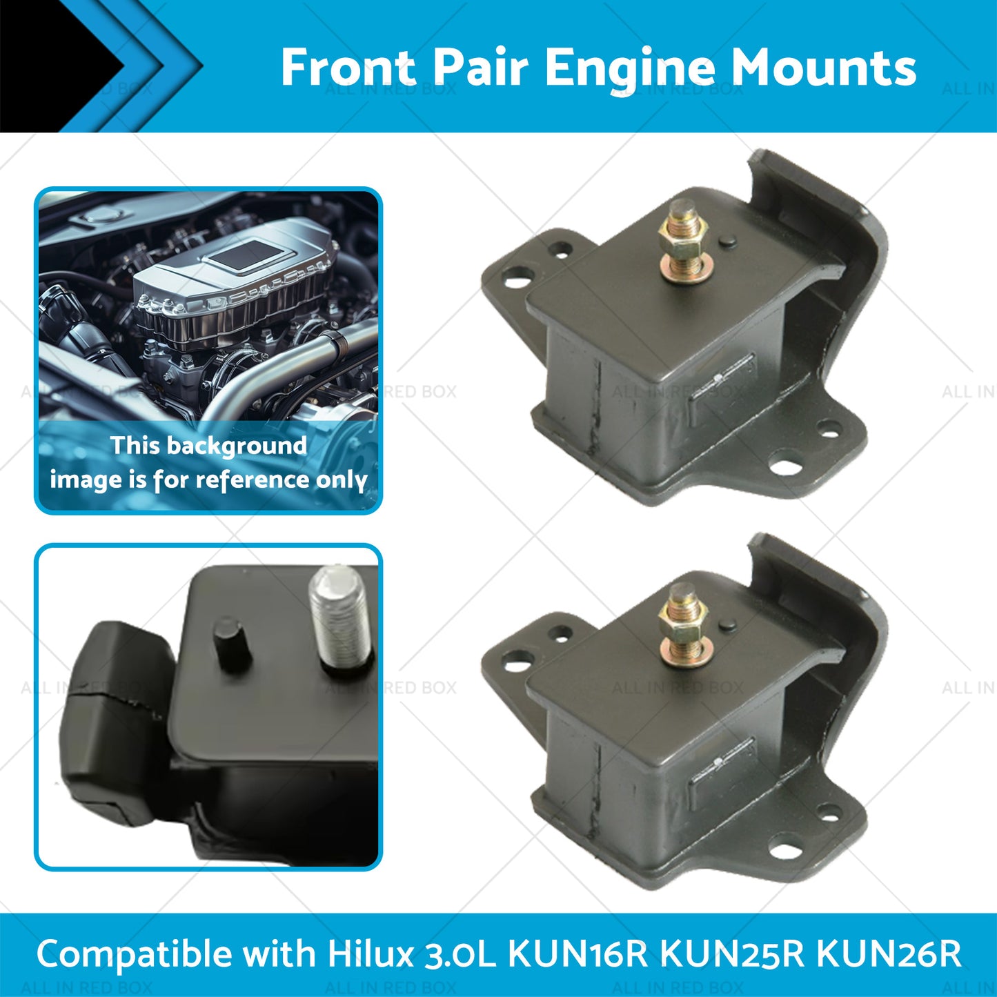 {{ Front Pair Engine Mounts Suitable for Hilux 3. 0L KUN26R KUN16R KUN25R 05-16 }} - Buy Car Parts Online at {{ Kaka Auto Parts }}.