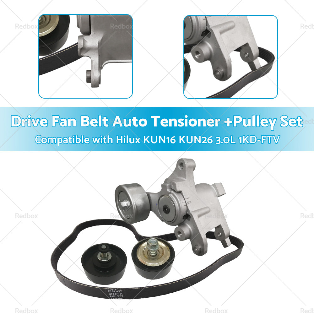 {{ Drive Fan Belt Auto Tensioner Pulley Suitable for Hilux KUN16 KUN26 3. 0L 1KD-FTV }} - Buy Car Parts Online at {{ Kaka Auto Parts }}.