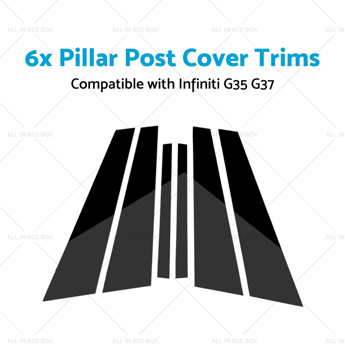 {{ 6x Black Pillar Post Cover Trims Suitable for Infiniti G35 G37 Sedan 02-13 }} - Buy Car Parts Online at {{ Kaka Auto Parts }}.