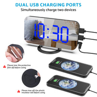 {{ Digital Alarm Clock Mirror LED Display Snooze Function Dim Mode Wall Bedroom }} - Buy Car Parts Online at {{ Kaka Auto Parts }}.