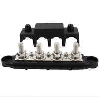 2x M8 4-Post 250A DC 48V Studs Bus Bar Power Distribution Box Terminal Block Suitable For Heavy Duty Applications