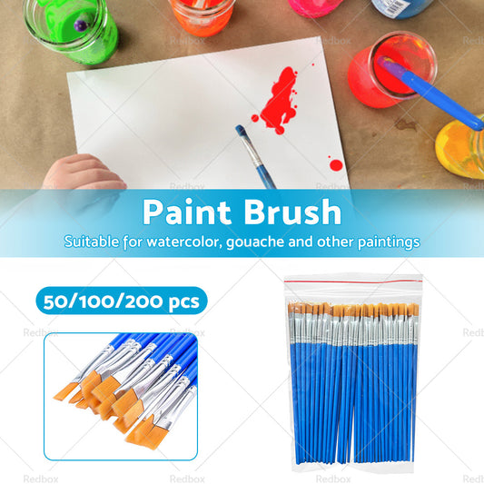 50-200pcs Flat Paint Brushes Small Brush Bulk for Detail Painting Craft Art Gift