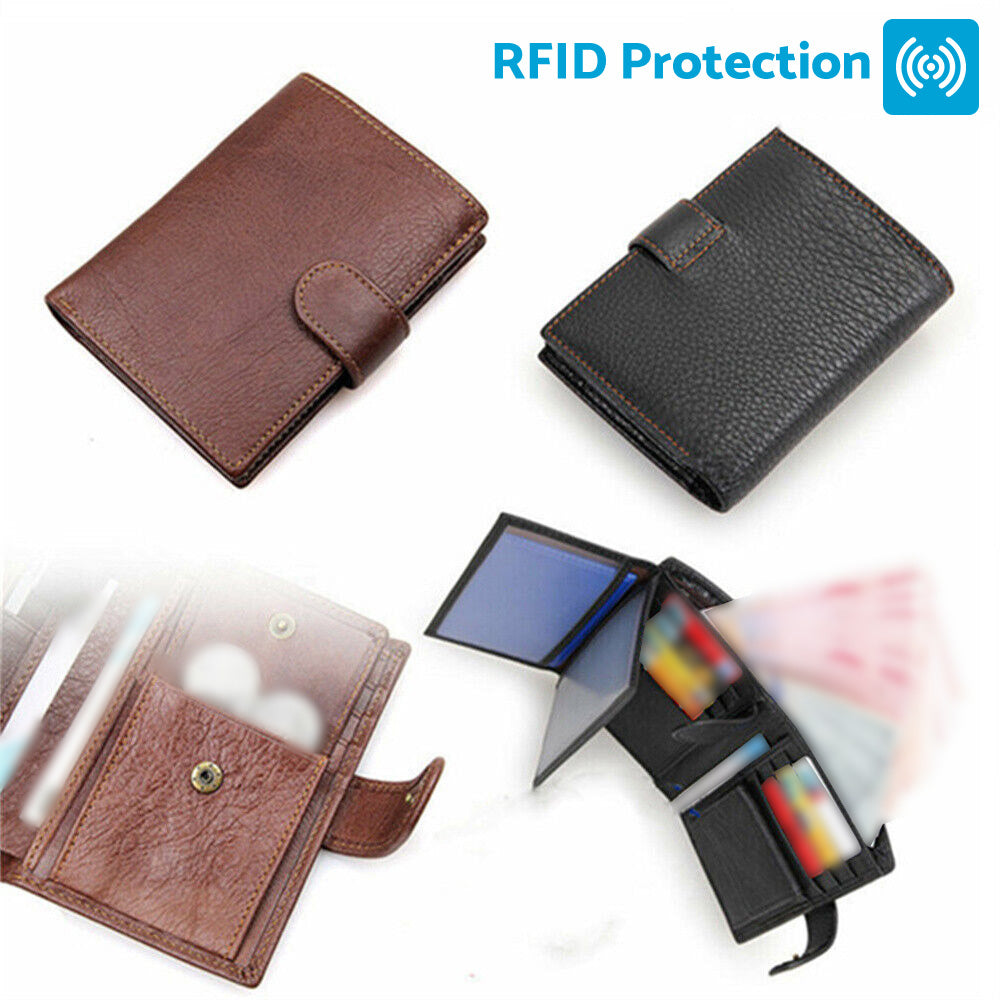 RFID Blocking Slim Leather Trifold Wallet With Credit Card Holder Suitable For Men