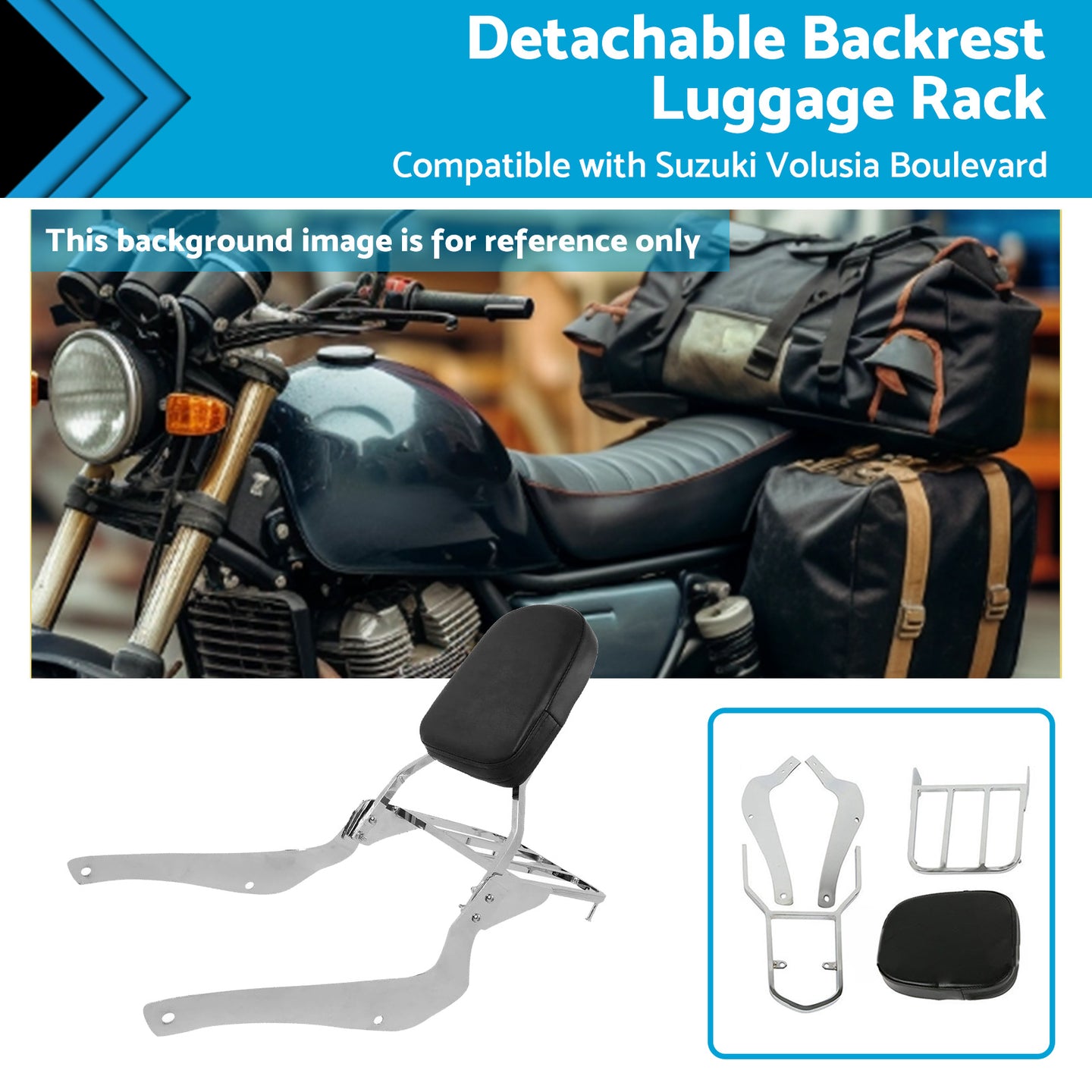 {{ Backrest Sissy Bar W  Luggage Rack Suitable For Suzuki Boulevard C50 2005-2011 }} - Buy Car Parts Online at {{ Kaka Auto Parts }}.