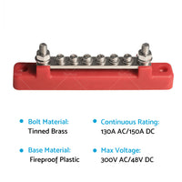 {{ 1 Red  and  1 black Bus Bar Power Distribution Terminal Block 6 Way 12V 150A Rated }} - Buy Car Parts Online at {{ Kaka Auto Parts }}.