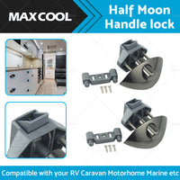 {{ 2x Zinc Alloy Half Moon Handle Push Lock Knob For Camper RV Kitchen Cabin Black }} - Buy Car Parts Online at {{ Kaka Auto Parts }}.