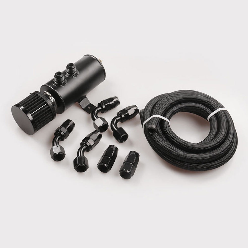 {{ Aluminium Baffled Engine Oil Catch Can 0. 75L 2 Port AN10  3M Hose Fitting Kit }} - Buy Car Parts Online at {{ Kaka Auto Parts }}.