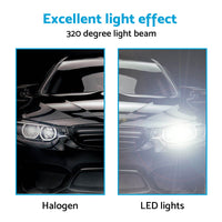 2x H3 80W 6000LM LED Headlight Bulbs White 6500K Suitable For Car Use
