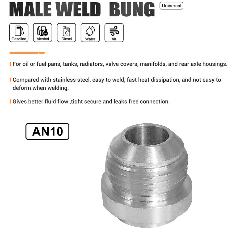 AN10 Male Aluminium Weld On JIC Bungs x 2 Fitting -10AN JXSS032-10-A