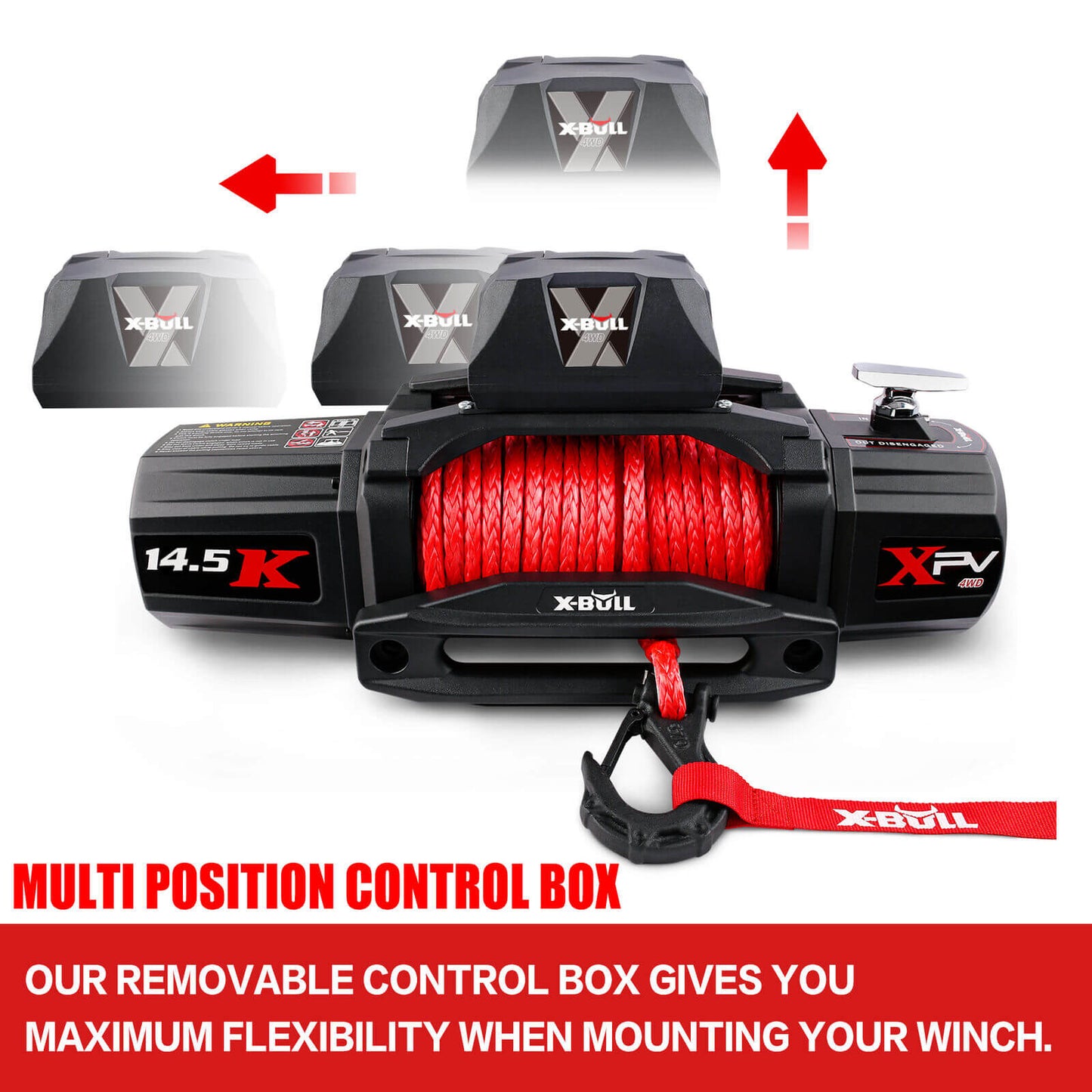 {{ Electric Winch 14500lbs 12V with Synthetic Rope Mount Plate Suitable For 4WD SUV }} - Buy Car Parts Online at {{ Kaka Auto Parts }}.