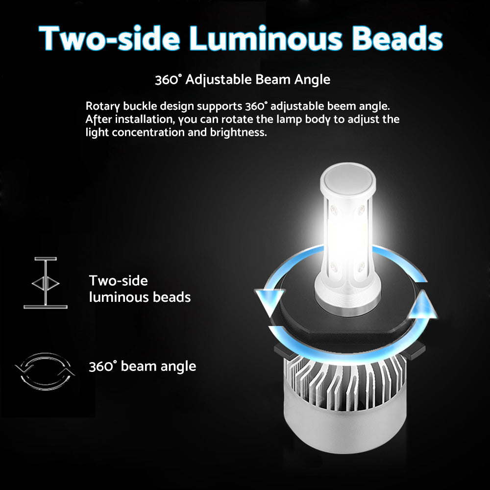 HB2 9003 H4 LED Headlight Globe Kit 2x Suitable For Hi/Low Beam 9000LM Brighter White