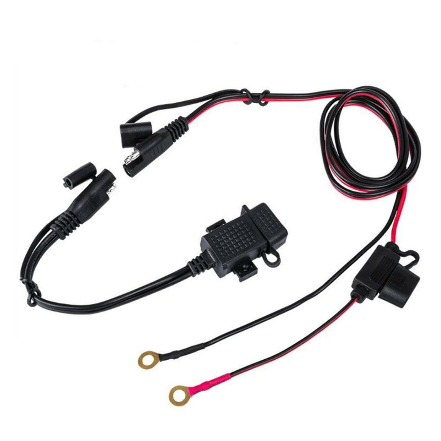 2x SAE to USB Charger Cable Adapter Waterproof Suitable For Motorcycle GPS Phone