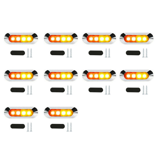 10x LED Clearance Side Marker Lights Suitable For Truck Trailer Caravan Amber & Red