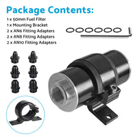 {{ Inline 100 Micron Fuel Filter Bracket 6AN 8AN 10AN Adapter Universal 50MM }} - Buy Car Parts Online at {{ Kaka Auto Parts }}.