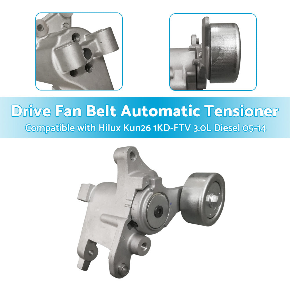 {{ Drive Fan Belt Tensioner Suitable For Hilux KUN25 KUN26 1KD-FTV 3. 0 Diesel 05-14 }} - Buy Car Parts Online at {{ Kaka Auto Parts }}.