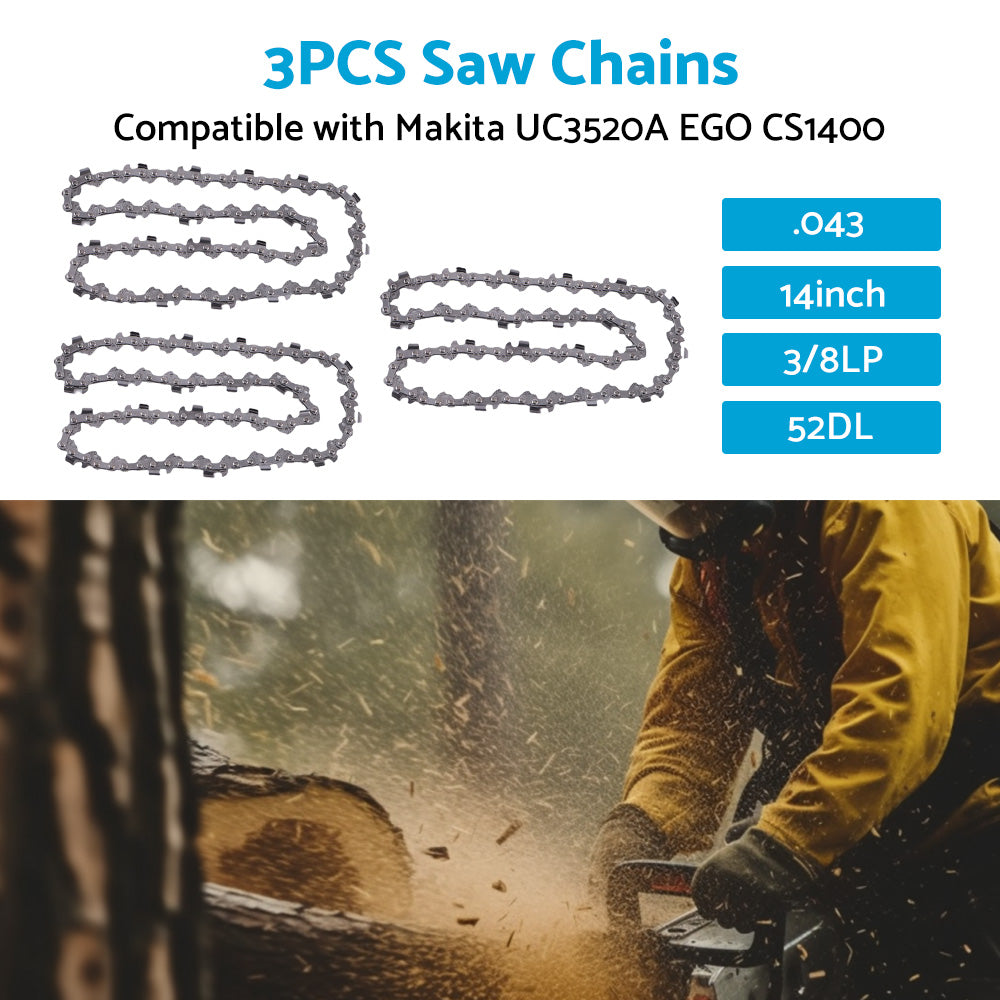 {{ 3PCS Chainsaw Chain 14inch 52DL 3 8LP. 043 Suitable for MAKITA UC3520A EGO CS1400 }} - Buy Car Parts Online at {{ Kaka Auto Parts }}.