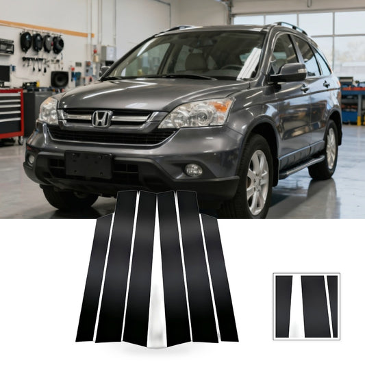 6x Black Window Trim Covers Suitable For Honda CR-V 2.4L 2007-2011