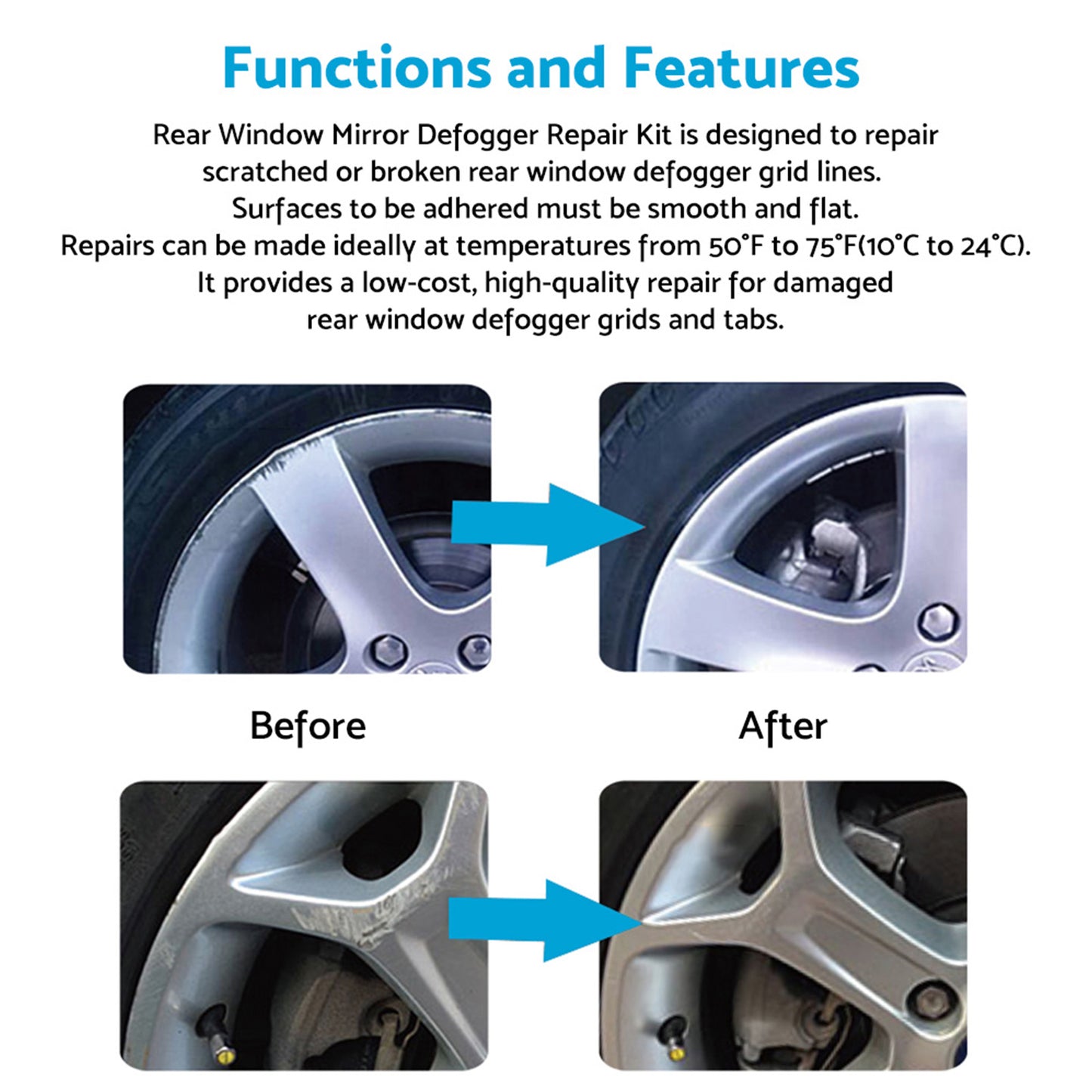 Visbella Wheel Rim Repair Kit for Kerb Scratches and Scuffs – 5x Set with Tools and Gloves