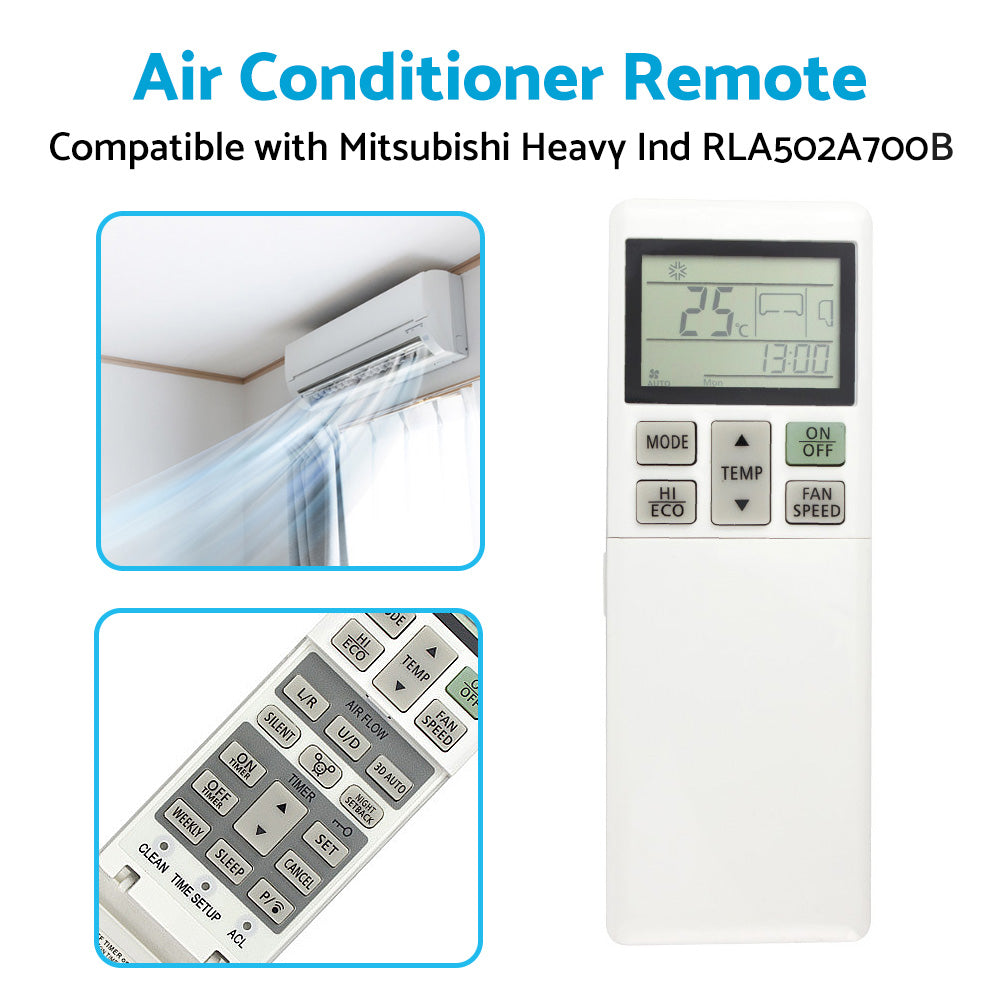 {{ A or C Air Conditioner Remote Control RLA502A700B Suitable for Mitsubishi Heavy Ind }} - Buy Car Parts Online at {{ Kaka Auto Parts }}.