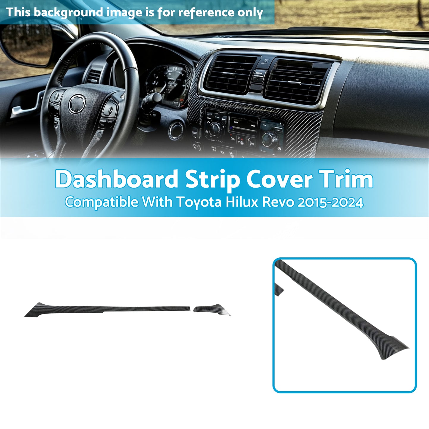 {{ ABS Carbon Dashboard Strip Cover Trim Suitable For  Toyota Hilux Revo 2015-2024 }} - Buy Car Parts Online at {{ Kaka Auto Parts }}.