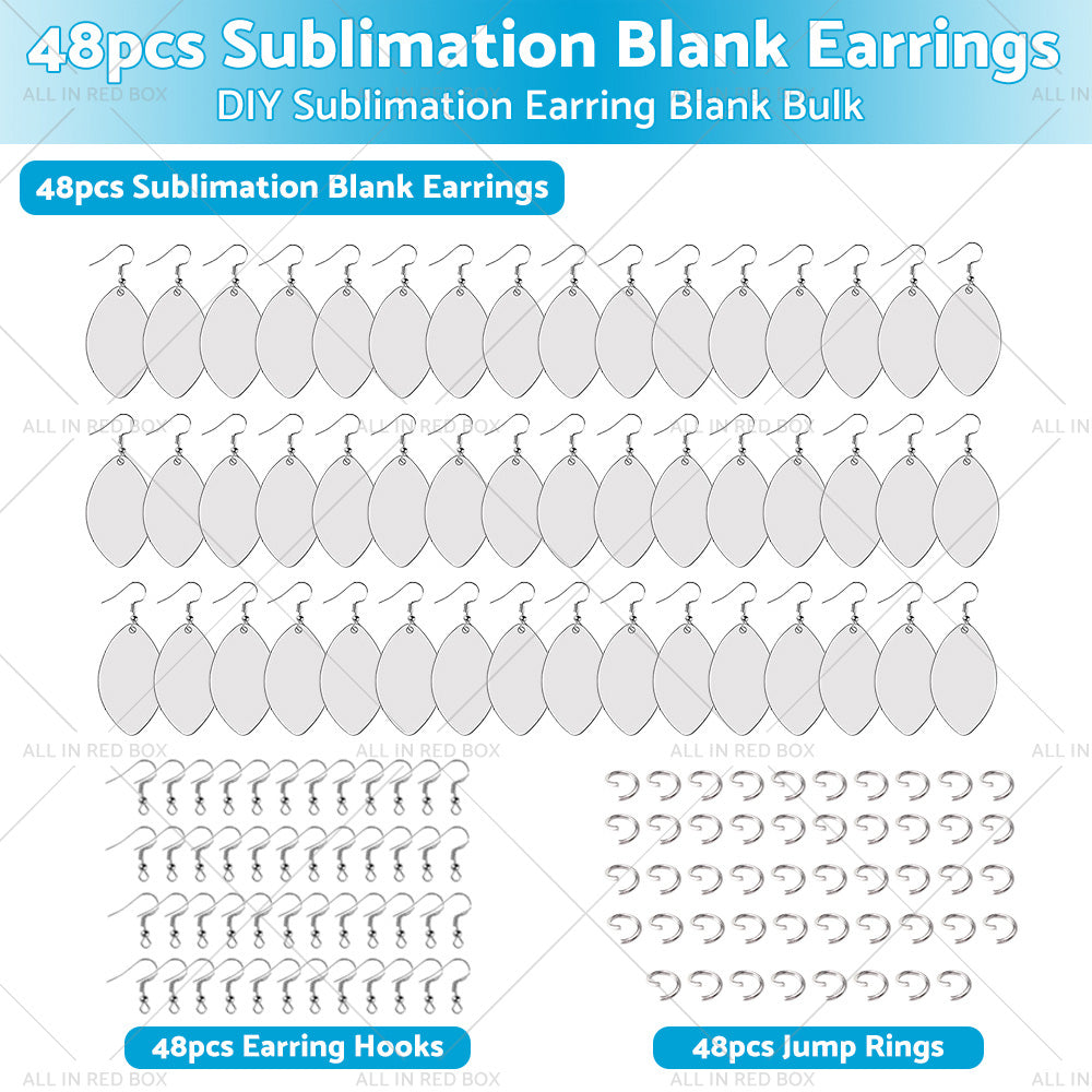 {{ 48PCS Sublimation Blank MDF Rugby Earring Double-Sided w  Hook and Jump Ring DIY }} - Buy Car Parts Online at {{ Kaka Auto Parts }}.